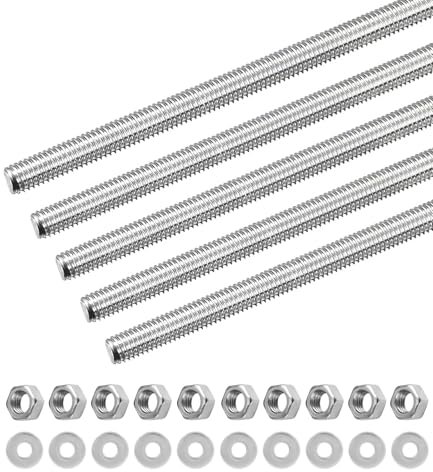 Beojonvy 5 Pcs Tige Filetée M8x300mm Boulons Filetés Goupilles Tiges Filetées avec 10 pcs Écrous et 10 pcs Rondelles