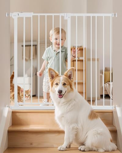 VEVOR Babygitter Hundegitter Trenngitter mit Verstellbarer Breite (65-101,6 cm), Treppenschutzgitter für die Sicherheit von Kindern & Haustieren, Einhandöffnung, für Treppen und Türen, Weiß
