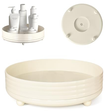 Make Up Kosmetik Organizer, 360°Drehbarer Organizer, Multifunktionale Kosmetikaufbewahrung, Aufbewahrungsbox Desktop, Geeignet als Geschenk, für Frisiertisch, Schlafzimmer, Badezimmer, Beige