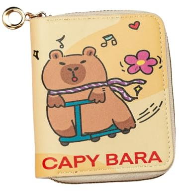 FEIFEI'S BOW Portefeuille mignon à trois volets avec porte-monnaie et fentes pour cartes avec poches zippées, cadeaux en cuir synthétique pour filles et femmes, Capybara, Taille unique, Classique