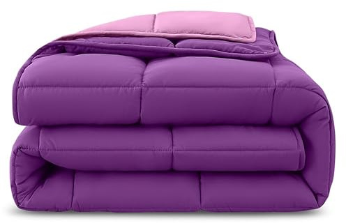 wometo 4-Jahreszeiten Steppbett Wende-Design ca. 135x200 cm (2 Bettdecken, 3-in-1) – lila & pink – warme Winterdecke + leichte Sommerdecke I farbig und ohne extra Bezug verwendbar I Oeko-TEX geprüft