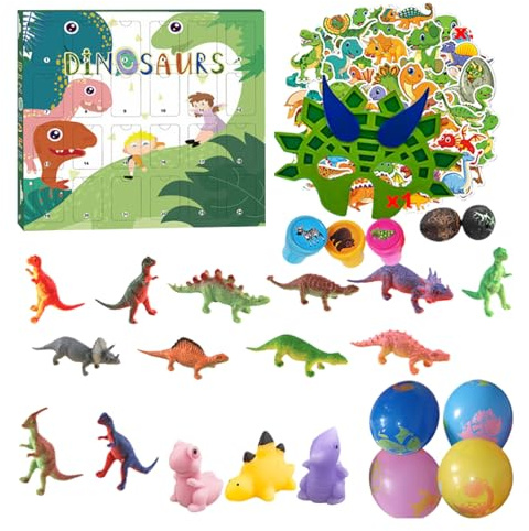 Pruojhw Dinosaurier-Adventskalender, 24 Tage Dinosaurier-Spielzeug, Countdown-Kalender | Tierspielzeug für Jugendliche und Erwachsene