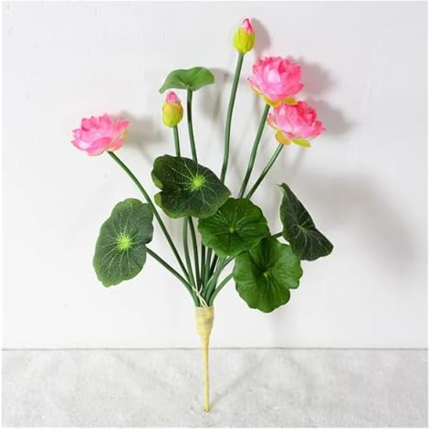 MDSIOKHJ Künstliche Lotusblume Künstlicher Mini-Frühlingslotus, 30,5 cm Länge, künstliche Seerose, grünes Blatt for Hochzeit, Zuhause, dekorative Blumen Für Gartenteich, Aquarium, Dekoration(Pink)