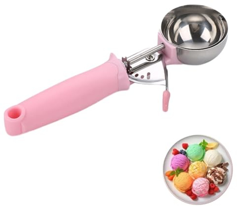 REZSOVEE Ice Cream Scoop with Trigger Release, Premium Stainless Steel Cookie & Dough Scooper for Baking, Mashed Potatoes, and More
