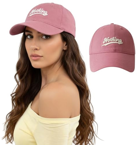 FYting Berretto Uomo con Visiera,Cappellino Donna con Visiera,Cappello Uomo,Design Ricamato Nothing, Baseball cap Puro Cotone, Utilizzato per Corsa, Ciclismo, Alpinismo, Viaggi (Rosa)