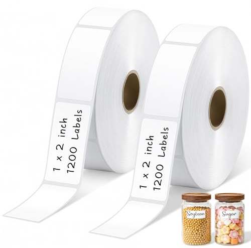 JIANTA 2400 Piezas Etiquetas Congelador, 2 Rollos Impermeable y Resistente | 25 x 50 mm al Aceite Etiquetas Cocina Adhesivas para Refrigerador, Frasco, Fiambrera, Organizar, Ordenar, Oficina, Hogar