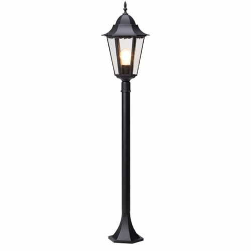 Wegeleuchte 125 cm Außenlaterne Gartenleuchte E27 IP44 Schwarz Wegeleuchte | BURI, Aluminium Druckguss, wetterfest, rustikales Design, Wegbeleuchtung, Garten, Terrasse, Außenlampe, langlebig