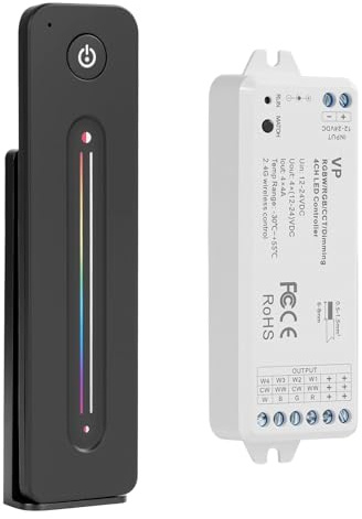 ARCELI RGBW LED Controller mit 2.4GHz RF Fernbedienung (VP+R14), DC 12-24V 4 Kanal 4A/CH 192W-384W,Controller, Sensitive Touch Slider Fernbedienung für RGB, RGBW, CCT COB SMD LED
