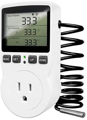 BPQiang Digital Temperature Controller Outlet,120V Electric Thermostat Outlet Plug 110V for Reptile Terrarium Greenhouse US