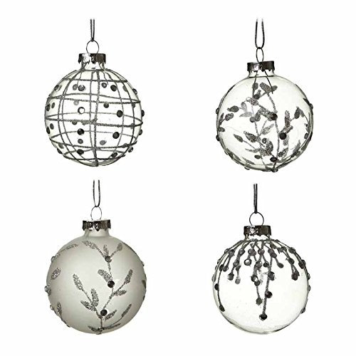 Heaven Sends Set of 4 Frosted Glass Christmas Baubles (7cm)