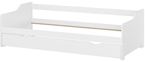 Erst-Holz®Einzelbett mit Ausziehbett für Besuch 90 x 200 cm Kiefer Weiß