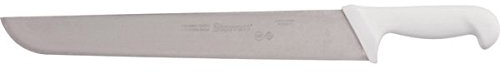 Starrett Professional Butchers Knife - BKW203-14 Wide Straight 14 Inch Ultra Sharp Sanitized Steel Blade - White Handle Kitchen Chef's Knife