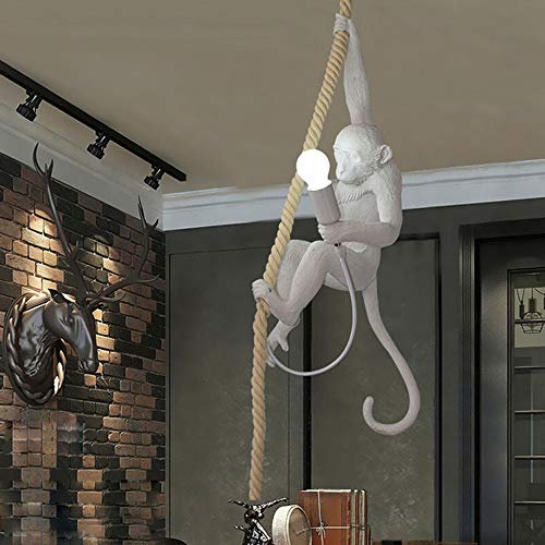 Monkey Hemp Rope LED Ceiling Lamp, Nordic Monkey Chandeliers, Living Room Restaurant Bedroom Studio Suitable, E27 / 72cm Tall, Bar Decorative Pendant Lamp
