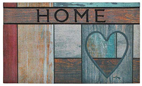 andiamo 100% Rubber Material Non-Slip Function Outdoor-Wooden Heart Floor Mat, Front Door Mat, 45 x 75 cm