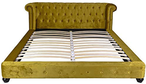 Samt Bett 180x200cm Chesterfield Ehebett Doppelbett Polsterbett Bettgestell fha055 Palazzo Exklusiv