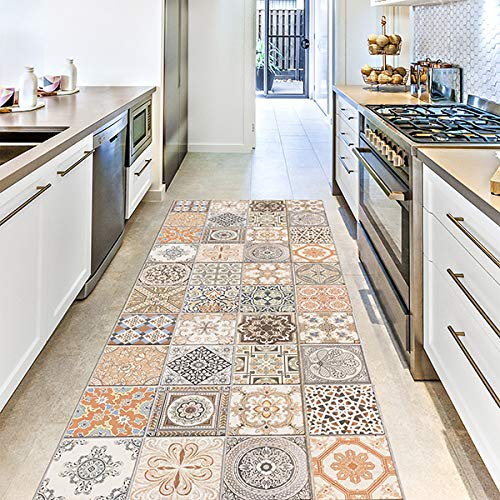 CREARREDA Läufer Teppich Küchenteppich Persian Tiles 50x120 Isolierend, feuerhemmend, Kratzfest, hypoallergen, leicht zu waschender Vinyl Teppich. Komplett in Italien hergestellt