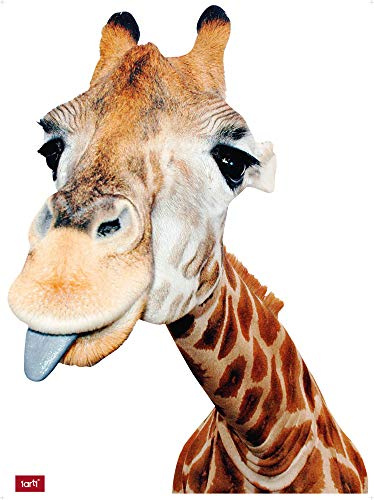 1art1 Giraffen Giraffe Mit Herausgestreckter Zunge Wand-Tattoo | Deko Wandaufkleber für Wohnzimmer Kinderzimmer Küche Bad Flur | Wandsticker für Tür Wand Möbel/Schrank 71x53 cm