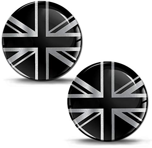 Biomar Labs 2 x Aufkleber 3D Gel Silikon Stickers Autoaufkleber Emblem Tuning für Auto Motorrad Helm Fahrrad (Schwarz UK Flagge KS 216)