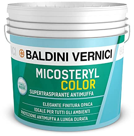 Baldini Vernici idropittura murale traspirante antimuffa monocomponente vinilica finitura molto opaca ottimo punto di bianco per interni MICOSTERYL COLOR bianco 13 lt | vinilica finitura molto opaca ottimo punto di bianco per interni MICOSTERYL COLOR bianco 13 lt