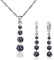 Crystalina Schmuckset aus 925er Silber für Damen, Halskette und Ohrringe mit Zirkonia, Geschenk für Damen (Schwarz)