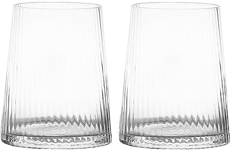 Anton Studio Designs Empire Handmade DOF Tumblers for Whiskey, Spirits or Water - 400 ml - Clear - Set of 2 Elegant Drinking Glasses
