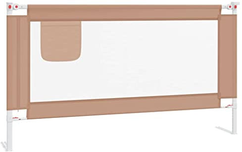 vidaXL Kleinkind Bettschutzgitter Bettgitter Kinderbettgitter Babybettgitter Gitter Kinderbett Babybett Rausfallschutz Taupe 150x25cm Stoff