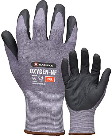 Blackrock Oxygen Safety Work Grip Gloves, Nitrile Engineering Gripper Gloves for Work, Optimal Oil Handling, for Men and Women, Construction, Warehouse, Size 11/2XL