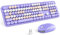 KNOWSQT Combo Clavier et Souris sans Fil Violet - Machine à écrire colorée 2,4 G - Moins de Bruit - Clavier Pleine Taille - Récepteur USB Plug and Play - pour Ordinateur, PC
