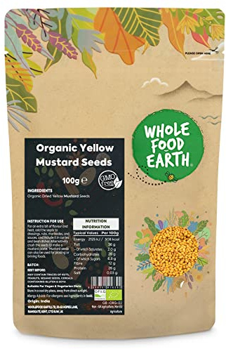 Wholefood Earth Organic Yellow Mustard Seeds 100 g | GMO Free | Certified Organic