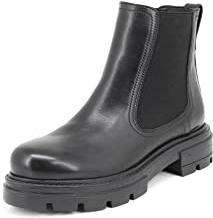 QUEEN HELENA Stivaletti Chelsea di Pelle Stivali Bassi con Plateau Donna S257 (Nero, Sistema Taglie Calzature EU, Adulto, Donna, Numero, Media, 39)