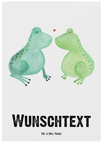 Mr. & Mrs. Panda Personalisierte Postkarte Frosch Liebe - Geschenke, Ansichtskarte mit Namen, Frösche, Karte, Geschenkkarte Wunschtext, Grußkarte, Verlobung, Freundin, Personalisierbar, Bedrucken