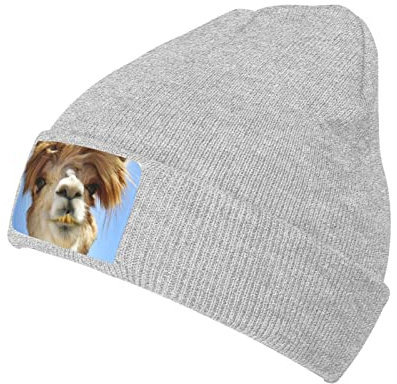 Lustige Alpaka Lama Winter Strick Beanie Mütze für Damen Herren Ski Skull Cap für Wandern Radfahren Camping Joggen Schwarz, grau, One size
