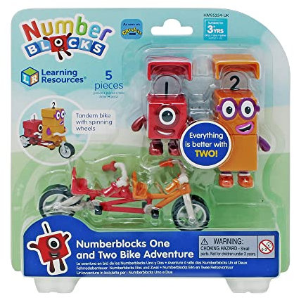 Learning Resources Numberblocks One and Two Bike Adventure Official Collectible Toys, Includes Numberblocks One and Two, Tandem Bike, Helmets, with Posable Arms for Realistic Play, Use for Display