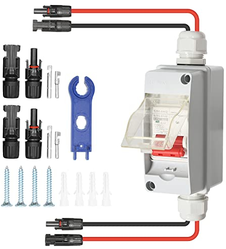 Jadeshay Photovoltaik DC Trennschalter, 500V 32A Leitungsschutzschalter PV DC Trennschalter PV Anlage 1 in 1 Out 1 String Solar Combiner Box for Solarpanelsystem