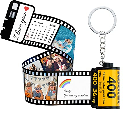 SOUFEEL Personalisierter Schlüsselanhänger mit Eigenem Foto Bedrucken Filmrolle Anhänger Bild Selbst Gestalten Einzigartiges Geschenk für Freundin Kinder Weihnachten Geburtstag Valentinstag 20 Fotos