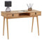 IDIMEX Schreibtisch Kim mit 2 Schubladen aus Massivholz, Natur- Home-Office Tisch mit offenem Fach, Bürotisch mit 2 Schubladen und Ledergriffen
