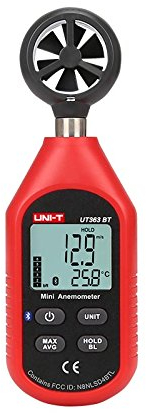 UNI-T Uni-trend Hygrometer UT363 UT363BT Mini Handheld Anemometer With Bluetooth Digital Wind Anemometers Speed Measurement Temperature Tester(UT363BT with Bluetooth function)