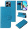 LBH Handy Hülle für Xiaomi Redmi 12 Case Handytasche Schmetterling Blumen Flower Standfunktion Schutzhülle Magnet Rundum Schutz 360 Grad Flipcase Cover Blau