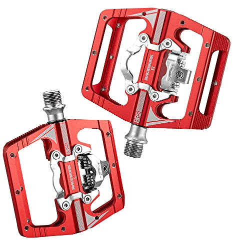 Bike Pedals Mtb Pedals For Bicycle Clip Automatic Pedals Platform Mountain Bike Mixed Footrest Double Function Power Meter Mtb Pedals (Color : Red)