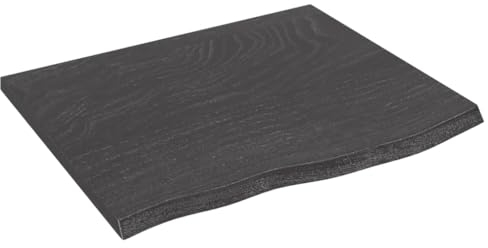 vidaXL Waschtischplatte, Multifunktional Arbeitsplatte mit Naturkante, Waschtischkonsole Tischplatte für Badezimmer, Holzplatte Platte, Dunkelbraun 60x50x2 cm Massivholz Behandelt
