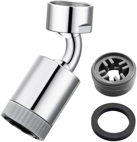 CREA Attacco per rubinetto, universale, girevole a 360°, regolatore per rubinetto con due tipi di getto, perlatore per rubinetto, cucina/bagno, cromato