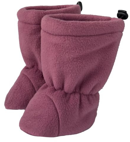 Hoppediz Baby Booties aus Fleece, warme Baby Winterschuhe 0-6 Monate, beere 14-17