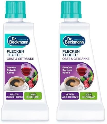 Dr. Beckmann Fleckenteufel Obst & Getränke | Spezialfleckentferner gegen Rotwein-Flecken, Kaffeeflecken, u.v.m. | 1x 50 ml (Packung mit 2)