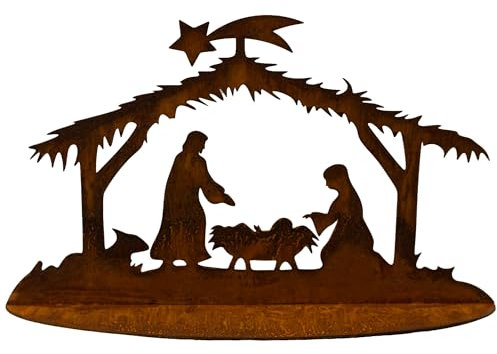 Bornhöft Weihnachtskrippe 50cm Edelrost Gartendeko Rost Metall Krippe Deko Wohnzimmer Weihnachten Advent Bethlehem Weihnachtsstern Krippendeko Metallkrippe Weihnachtskrippe (Edelrost)
