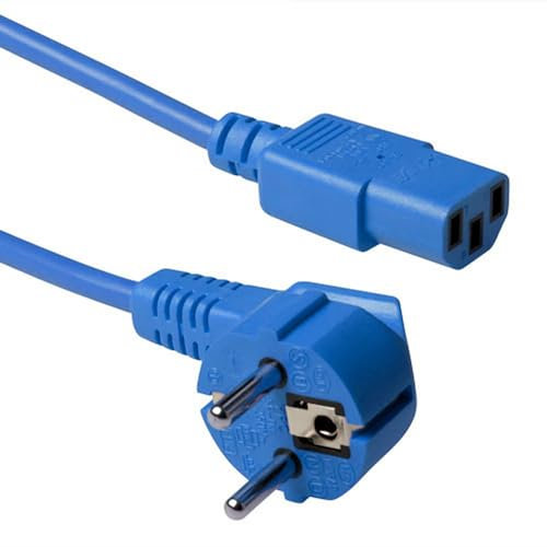 ACT Kaltgerätekabel 5m, C13 Kabel, PC Stromkabel, CEE 7/7 auf C13 3 Pin – Schutzkontakt - AK5404 Blau