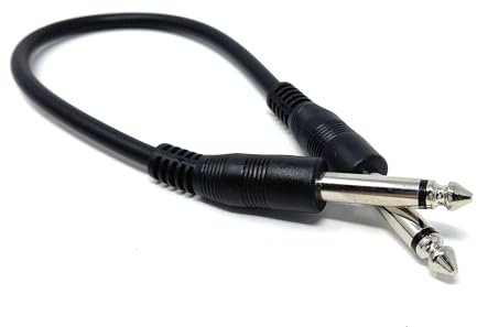DRUT 25cm 6.35mm 1/4 TS Mono Jack to Jack Plug Lead for Guitar, Amplifiers, Music Instruments, Speakers, Microphone Cable Straight Ends, Black 0.8ft