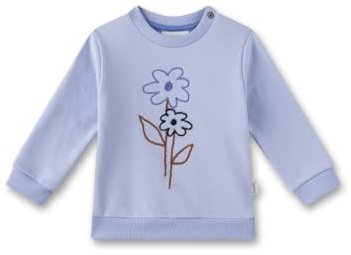 Sanetta Baby-Mädchen Blau | Hochwertiges und gemütliches Bio-Baumwolle Sweatshirt mit Blumen-Motiv Bekleidung