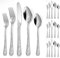 Vintage Sculpture Cuisine En Acier Inoxydable Argenterie Vaisselle Couverts Couverts Couteaux Fourchettes Cuillères Ensemble Maison Couteau À Steak Cuillère À Dessert (Argent,20 pièces)