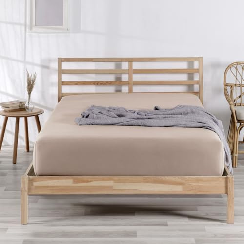 Nordqueen Spannbettlaken Baumwolle 100% Spannbetttücher Bettlaken Jersey, Matratzenhöhe bis 25 cm, (Beige, 200X200 cm)