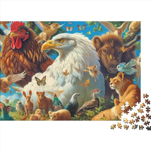 Tiere wie Huhn 300 Stück Holzpuzzles Geschicklichkeitsspiel Für Die Ganze Familie Niedliche wilde Tiere Handgefertigte DIY-Anpassung Geburtstag Geschenke Familiendekorationen 300pcs (40x28cm)